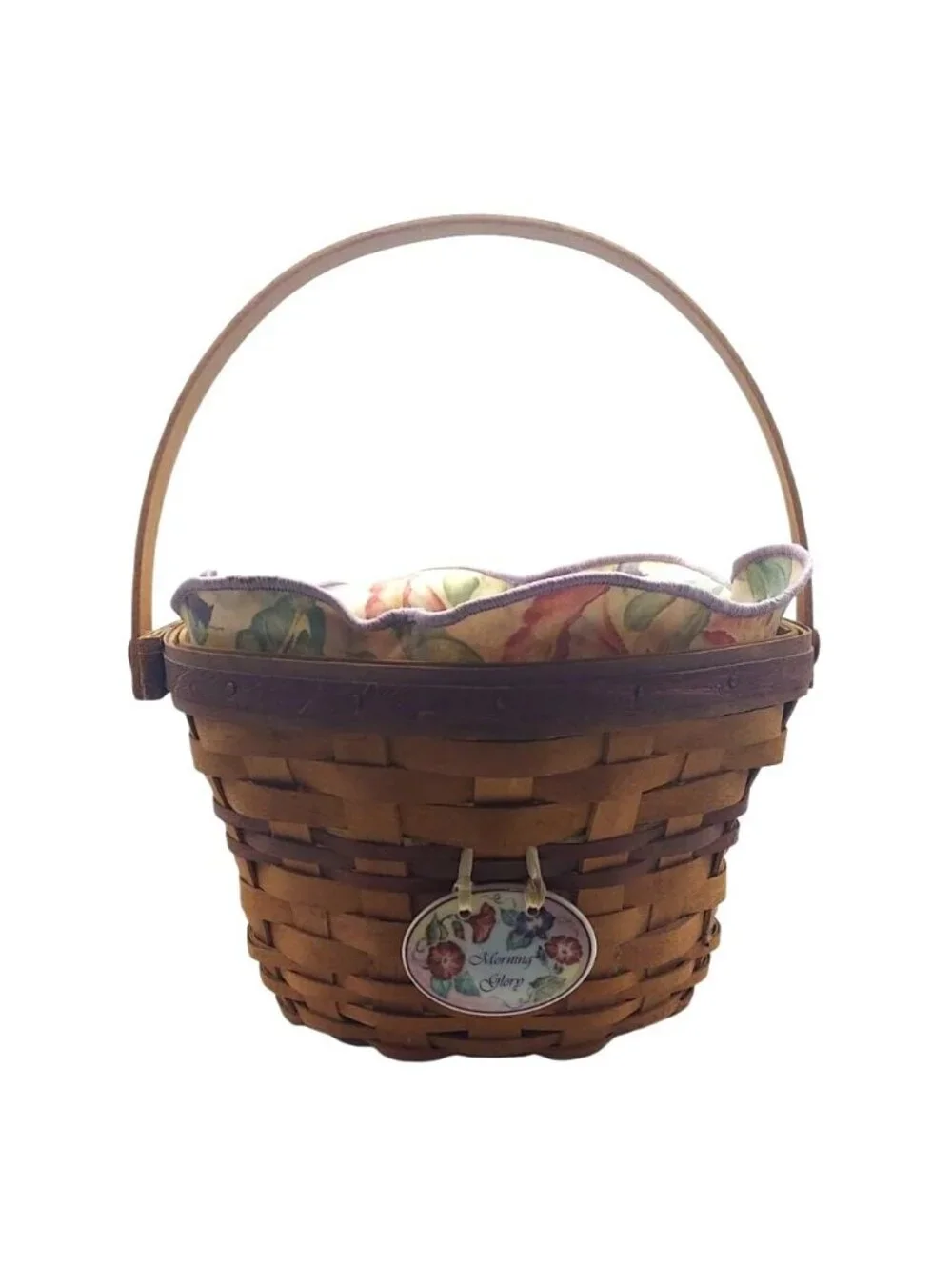 Longaberger May Basket Morning Glory Hand Woven Fabric & Protective Liners Charm